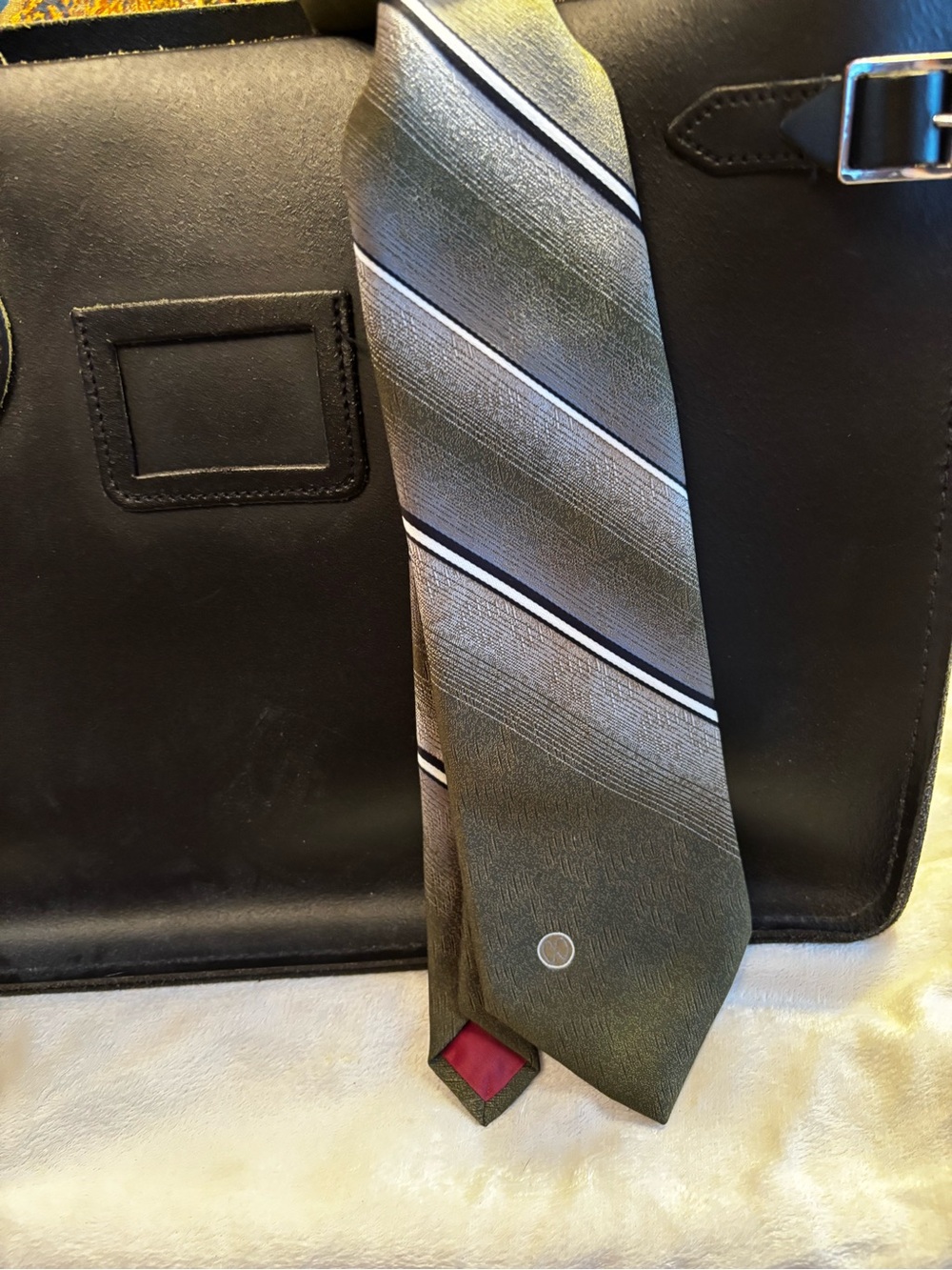 Vintage Halston Olive Green Striped Tie